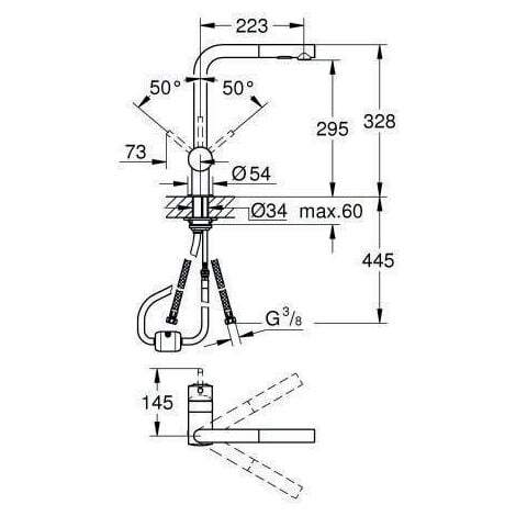 GROHE Minta Mitigeur monocommandé pour évier, bec en L, avec