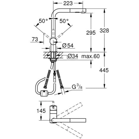GROHE Minta Mitigeur monocommandé pour évier, bec en L, avec
