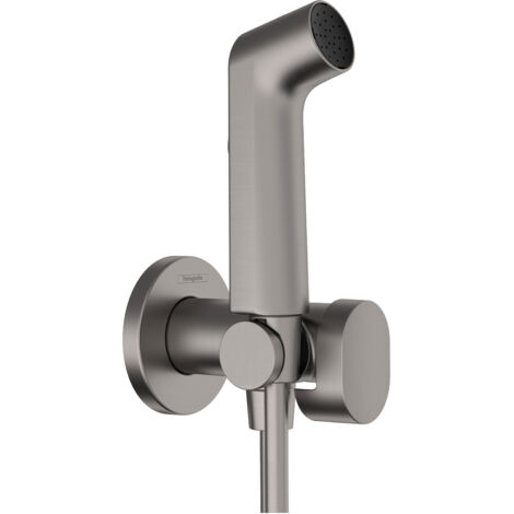 Hansgrohe – Douchette à main 1 jet S EcoSmart – Débit 6,2 l/min – Design anguleux moderne – Robinet d'arrêt intégré – Support mural inclus
