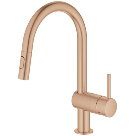 Mitigeur monocommandé pour évier – Bec pivotant en C 360° – Finition chromée GROHE StarLight – Douchette extensible à 2 jets