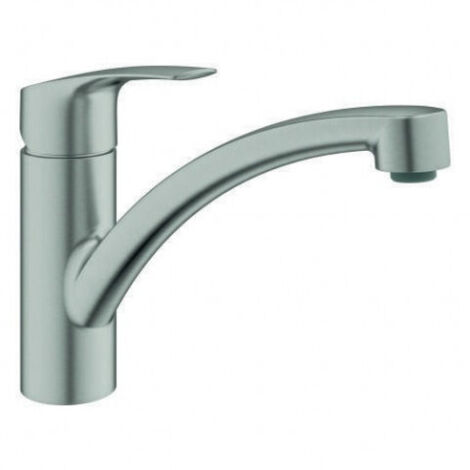 Grohe – Mitigeur monocommande évier 33281DC3 – Finition SuperSteel brossé – Bec pivotant 140° – Débit 11 l/min – Installation rapide
