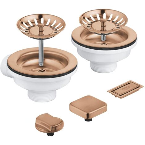 Grohe Accessoires - Kit de vidage pour évier double, Warm Sunset brossé 40998DL0