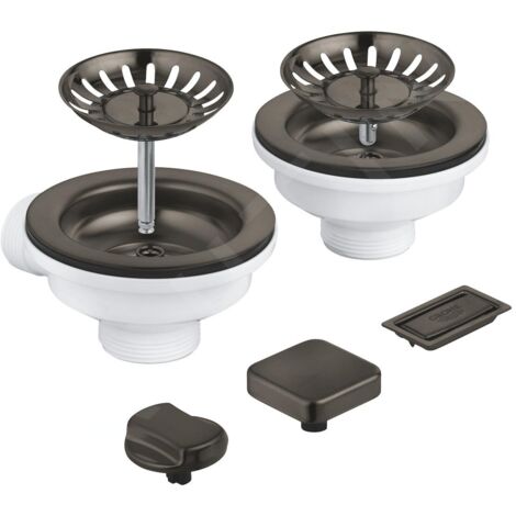 Grohe Accessoires - Kit de vidage pour évier double, Hard Graphite brossé 40998AL0