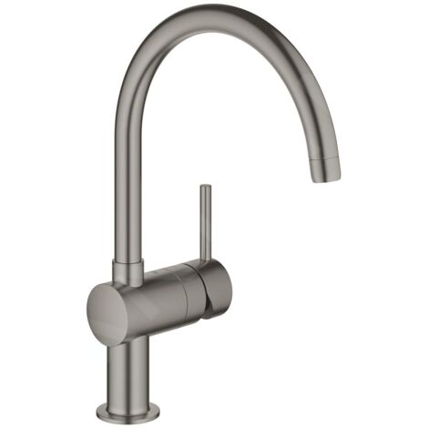 Grohe – Mitigeur monocommande évier en hard graphite brossé – Bec pivotant en C – Technologie SilkMove pour contrôle précis – Installation rapide - 32917AL0