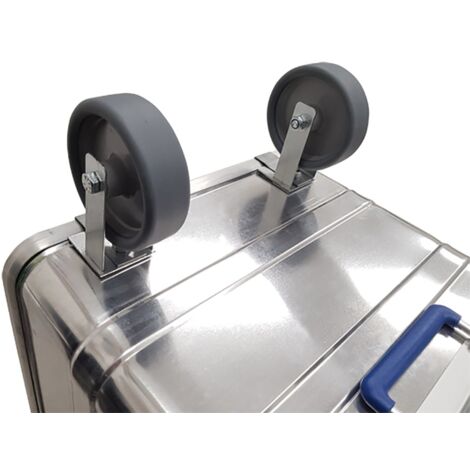Jeu de roues pour caisses en aluminium empilables