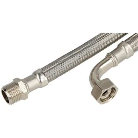 Flexible de raccord inox 1500 mm 1/2’’ FM x écrou 1/2’’ coude 90°