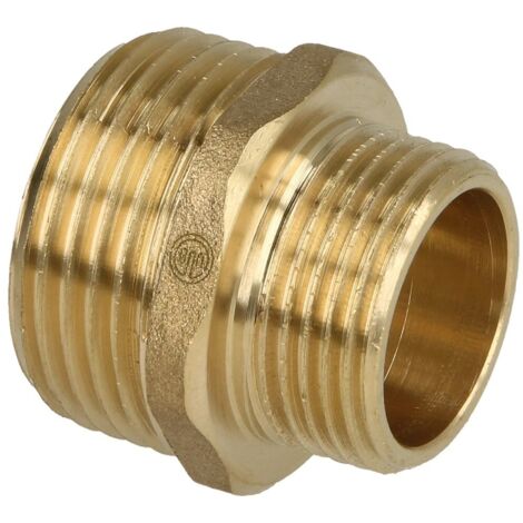 Nipple double réduit 1’’ x 3/4’’ hexagonal laiton nu