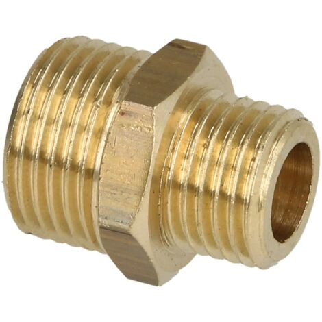 Nipple double réduit 3/8’’ x 1/4’’ hexagonal laiton nu