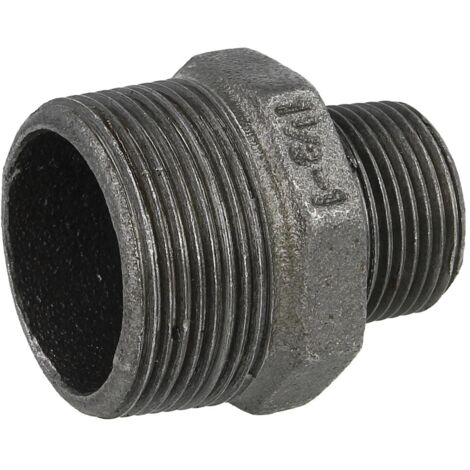 Raccord en fonte malléable noir nipple réduit 1 1/2'' x 1'' FM/FM