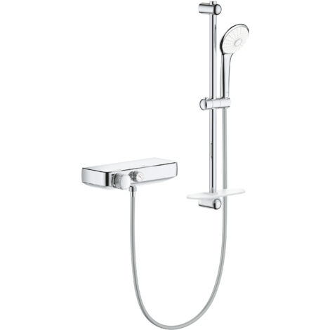 Grohe – Mitigeur thermostatique 34720000 – Colonne de douche avec douchette Euphoria 110 – 3 jets (Rain, SmartRain, Massage) – Flexible 1,75 m chrome (1/7)