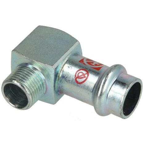 Raccord à sertir en acier C équerre 15 mm x 3/8’’ F/FM contour V