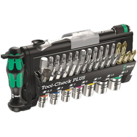 Wera – Coffret cliquet et douilles 1/4" – 10 embouts – Porte-outil Rapidaptor – Pour espaces réduits et vissage précis