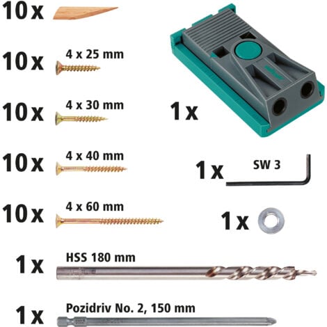 wolfcraft - Coffret d'Assemblage Invisible Undercover Jig, Tête de vis Pozidriv - Assemblage en angle, en T et à plat - réf. 4642000