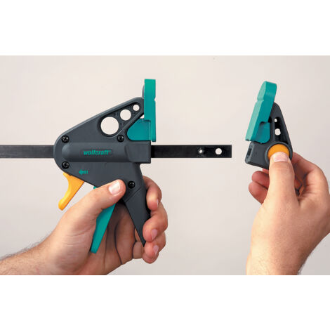 wolfcraft - Serre Joint à une main PRO M - Ouverture 150 mm, Saillie 65 mm - Force de serrage max. 90 kg - réf. 3456000