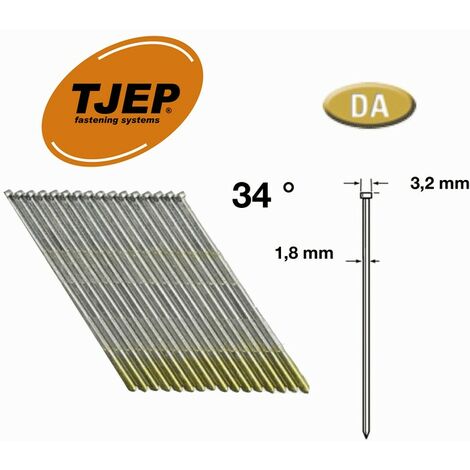 4000 clous de finition 1.8 x 64 mm galva DA 15GA (tête D) Brads sans gaz TJEP (1/2)