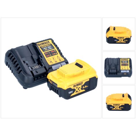 Batterie 18V DCB184 5Ah Li-ion – Chargeur DCB1104 – Compatible outils Dewalt XR – Temps de charge 75 min – Protection surchauffe (1/5)