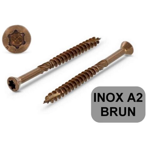 200 vis terrasse inox A2 brunie tête réduite décorative Torx TX25 autoforeuse 5 x 80 mm (1/2)