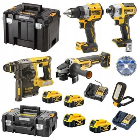 PACK 5 OUTILS DEWALT ,4  batteries 5Ah 18v,2 chargeurs + disque.DCD800/DCF887/DCH273/DCG405/DCL182-XJ