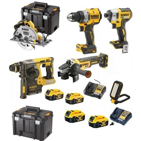 PACK 6 OUTILS DEWALT ,4  batteries 5Ah 18v,2 chargeurs.DCD800/DCF887/DCH273/DCG405/DCS572/DCL182-XJ