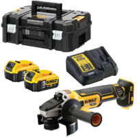 Dewalt – Meuleuse 125 mm 18V – Moteur Brushless – Frein électronique – 2 batteries 5Ah – Vitesse 9000trs/min – Pour béton armé et métal