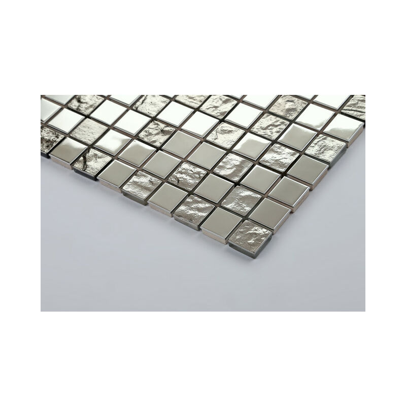 10cmx10cm Muster Glas und Edelstahl Mosaik Fliesen Muster Schwarz Silber MT0102 
