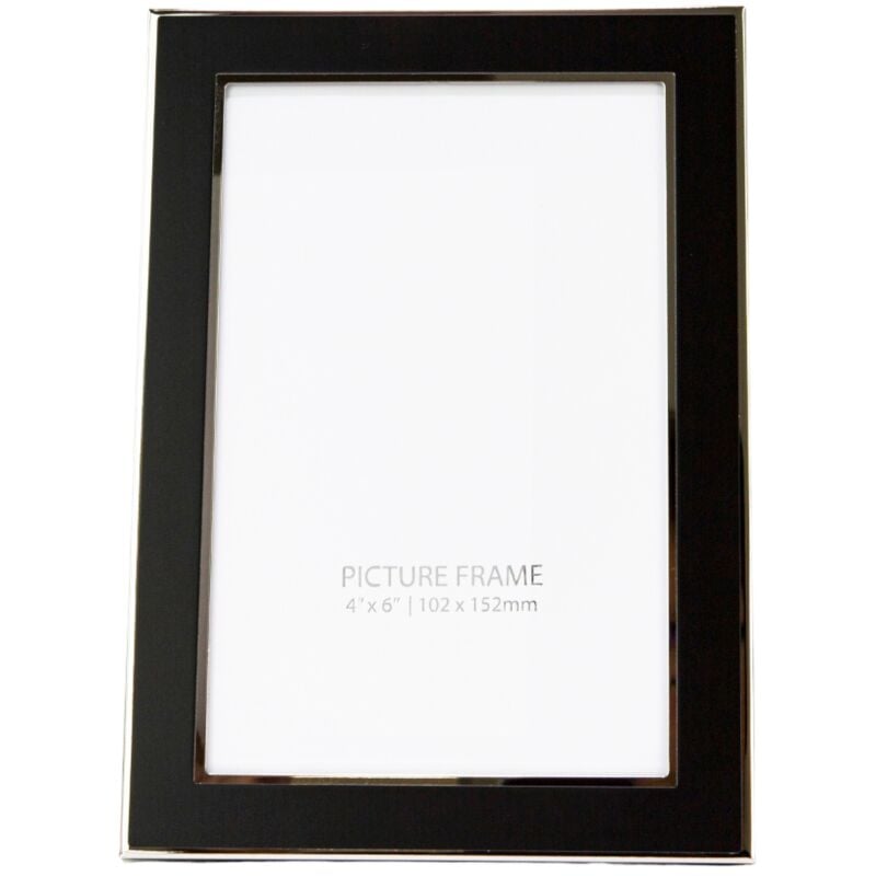 Happy Homewares Contemporary Black Aluminium 4x6 Picture Frame With Polished Silver Steel Trims