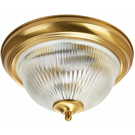 Traditional Brushed Satin Brass Ip44 Bathroom Ceiling Light Fitting With Glass By Happy Homewares