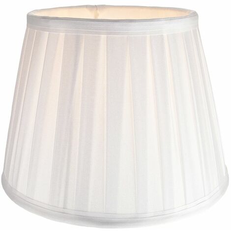 Traditional Classic White Faux Silk Pleated Inner Lined Lampshade - 10  Diameter by Happy Homewares