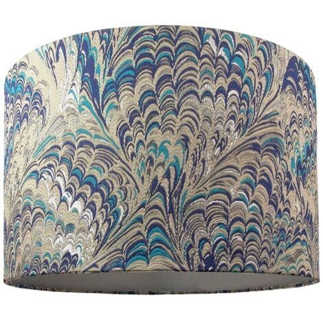 Contemporary and Vivid Peacock Print Table/Pendant Lamp Shade in Soft Cotton by Happy Homewares
