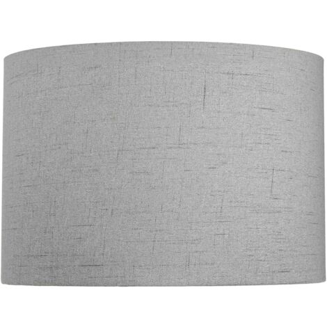 Contemporary and Sleek Grey Textured 14" Linen Fabric Drum Lamp Shade 60w Max by Happy Homewares