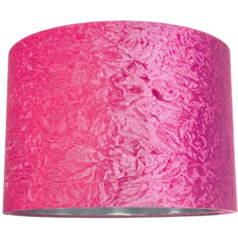 Vivid Pink Crushed Velvet 16" Floor/Pendant Lampshade with Shiny Silver Inner by Happy Homewares