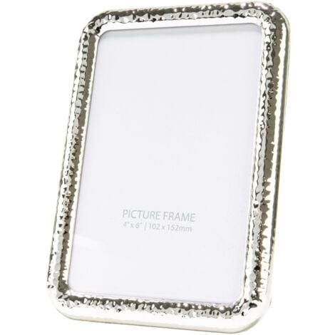 Modern Silver Plated Metal 4 X 6 Picture Frame With Unique Hammered 