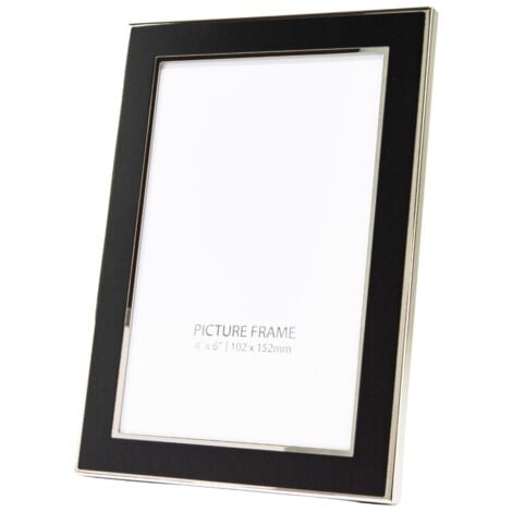 Happy Homewares Contemporary Black Aluminium 4x6 Picture Frame With Polished Silver Steel Trims