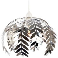 Traditional Fern Leaf Design Ceiling Pendant Light Shade in Silver Chrome Finish by Happy Homewares - Silver