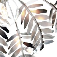 Traditional Fern Leaf Design Ceiling Pendant Light Shade in Silver Chrome Finish by Happy Homewares - Silver