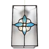 Traditional Clear Glass Tiffany Style Pendant Light Shade with Teal Panels by Happy Homewares