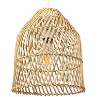 Classic Bell Shaped Light Brown Twist Rattan Wicker Ceiling Pendant Light Shade by Happy Homewares - Brown