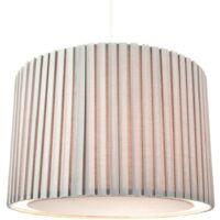 Contemporary Grey Cotton Fabric Pleated Pendant Lamp Shade with Round Diffuser by Happy Homewares