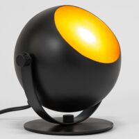 Modern Adjustable Matt Black Projector LED Table/Floor Uplighter with Gold Inner by Happy Homewares