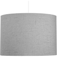 Contemporary and Sleek Grey Textured 14" Linen Fabric Drum Lamp Shade 60w Max by Happy Homewares - Grey