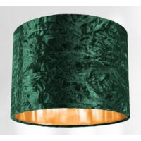 Modern Green Crushed Velvet 10" Table/Pendant Lampshade with Shiny Copper Inner by Happy Homewares - Forest Green