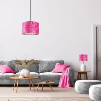 Modern Pink Crushed Velvet 14" Table/Pendant Lampshade with Shiny Silver Inner by Happy Homewares