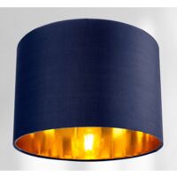 Contemporary Blue Cotton 10" Table/Pendant Lamp Shade with Shiny Copper Inner by Happy Homewares - Midnight Blue