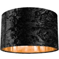 Modern Black Crushed Velvet 14" Table/Pendant Lampshade with Shiny Copper Inner by Happy Homewares - Black