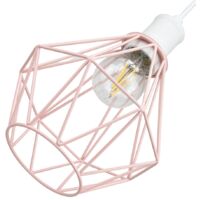 Industrial Basket Cage Designed Matt Pink Metal Ceiling Pendant Light Shade by Happy Homewares