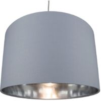 Modern Grey Cotton Fabric 16" Floor/Pendant Lamp Shade with Shiny Silver Inner by Happy Homewares
