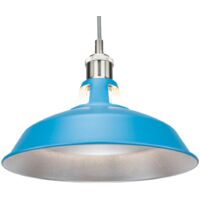 Industrial Matt Teal Curved Metal Ceiling Pendant Light Shade with Silver Inner by Happy Homewares - Teal