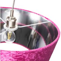 Vivid Pink Crushed Velvet 16" Floor/Pendant Lampshade with Shiny Silver Inner by Happy Homewares
