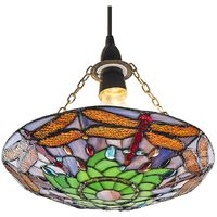 Traditional Multi-Coloured Dragonfly Tiffany Glass Pendant Shade by Happy Homewares - Multi-coloured