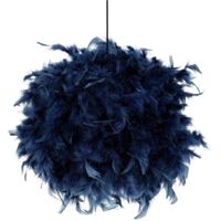 Eye-Catching and Modern Small Navy Blue Feather Decorated Pendant Lighting Shade by Happy Homewares - Midnight Blue